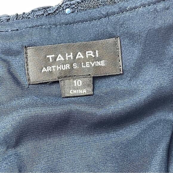 Tahari Arthur S. Levin Navy Sparking Lace Dress Size 10 - Picture 13 of 14